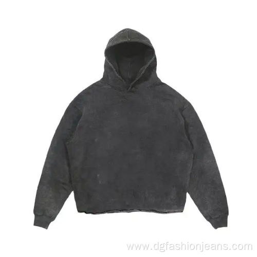 Vintage Heavy Weight Raw Hem Pullover Hoodie Men